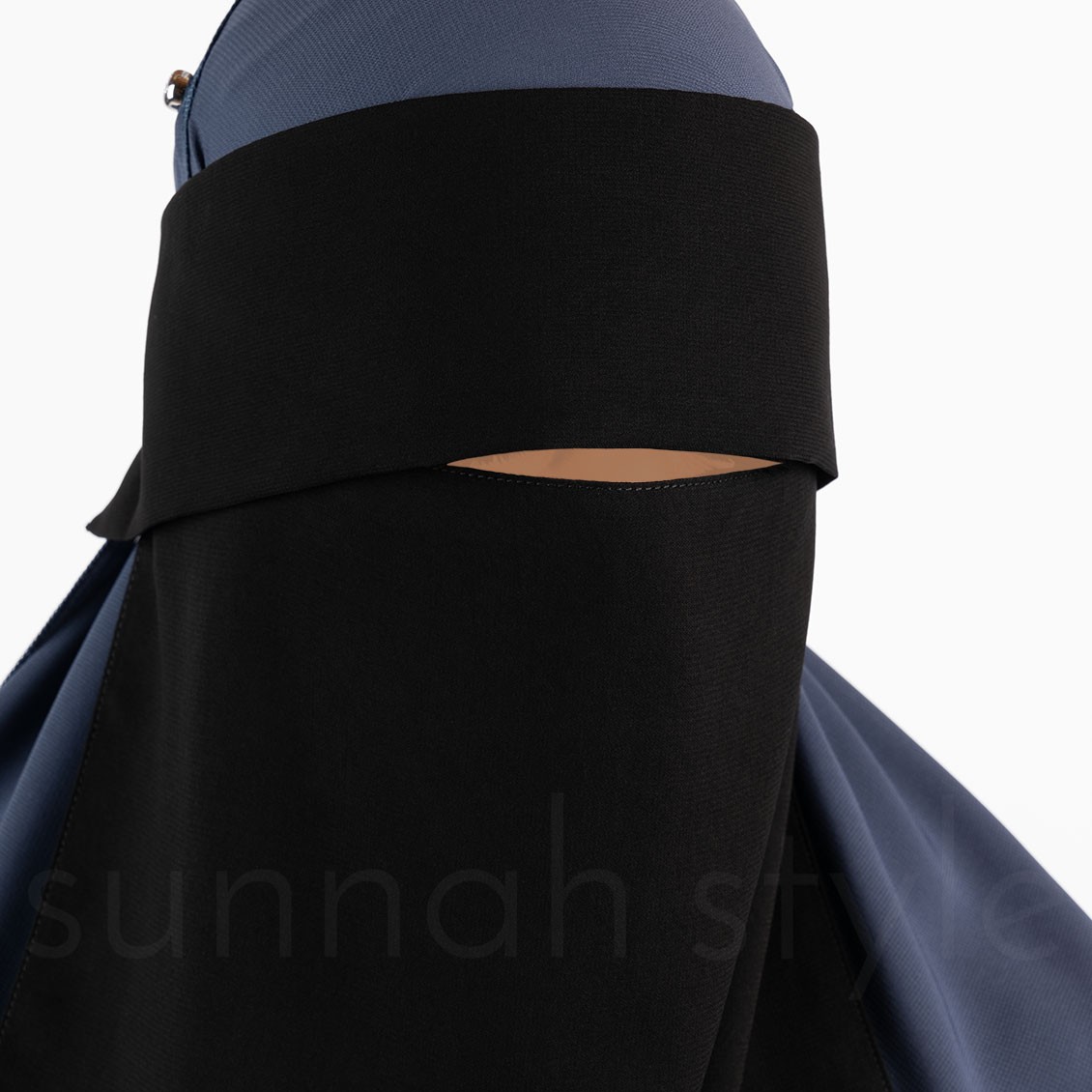 Sunnah Style One Layer Flap Makeup Niqab Black